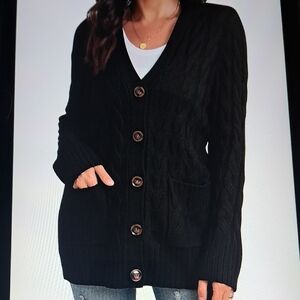 2X   GRECERELLE CABLE KNIT OPEN FRONT CARDIGAN